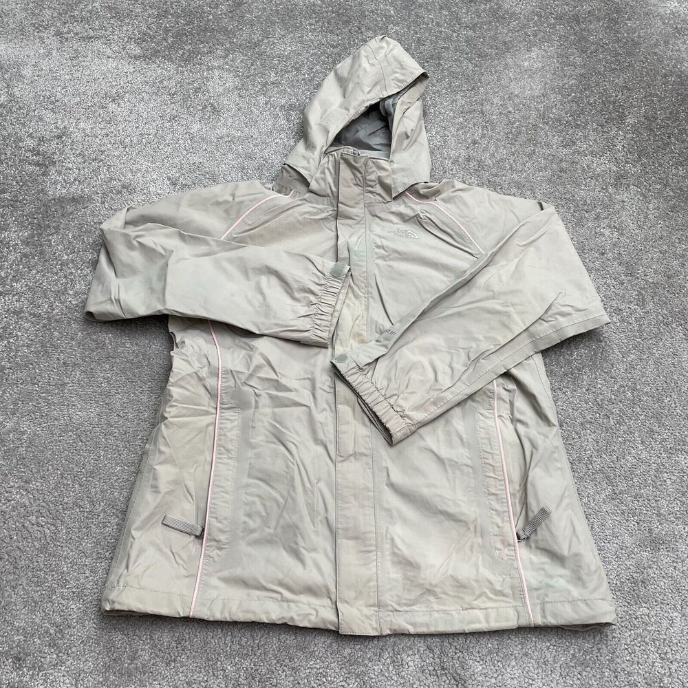 The North Face HyVent Ski Snow Jacket Kid Girls XL Gray Hoodie Midweight Outdoor